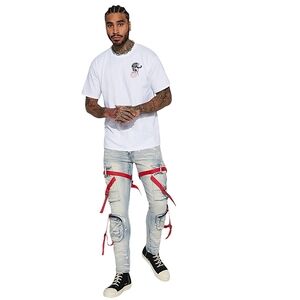 Waimea Mens Strapped Up Utility Cargo Skinny Fit Denim Jeans